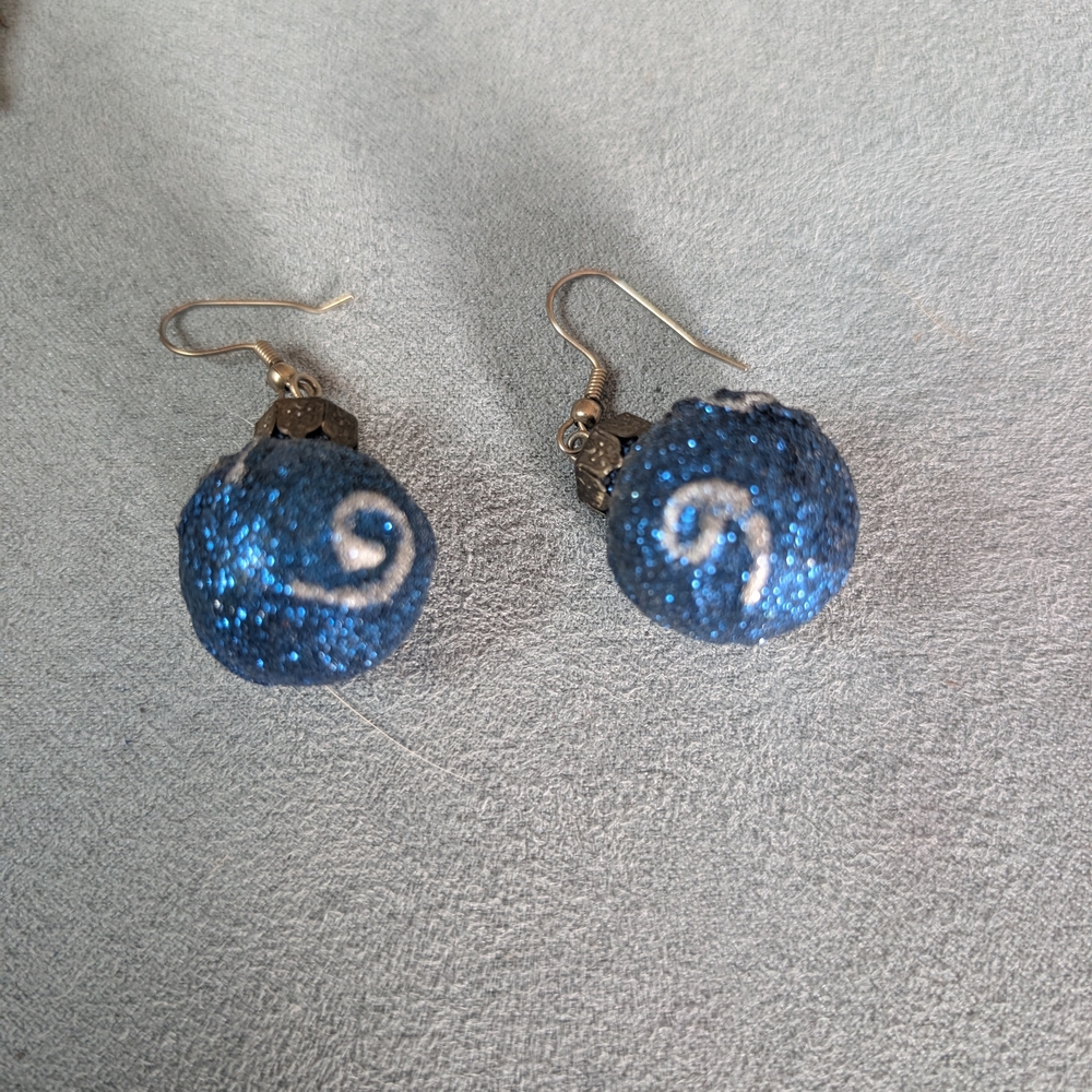 Blue Glitter Earrings